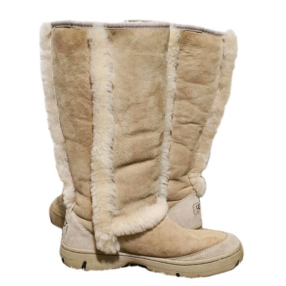 UGG Sunburst Tall Women’s Size 9 Sand Suede Shearling Outdoor Boots - Picture 6 of 11